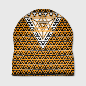 Шапка 3D с принтом Жёлтые и чёрные треугольники в Белгороде, 100% полиэстер | универсальный размер, печать по всей поверхности изделия | 