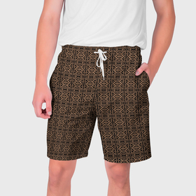 Мужские шорты 3D с принтом Ажурный тёмно коричневый в Белгороде,  полиэстер 100% | прямой крой, два кармана без застежек по бокам. Мягкая трикотажная резинка на поясе, внутри которой широкие завязки. Длина чуть выше колен | 