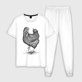 Мужская пижама хлопок с принтом Курочка в Тюмени, 100% хлопок | брюки и футболка прямого кроя, без карманов, на брюках мягкая резинка на поясе и по низу штанин
 | 