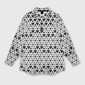 Мужская рубашка oversize 3D с принтом Треугольники чёрные и белые в Белгороде,  |  | 