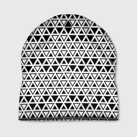 Шапка 3D с принтом Треугольники чёрные и белые в Курске, 100% полиэстер | универсальный размер, печать по всей поверхности изделия | 