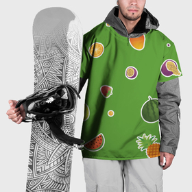 Накидка на куртку 3D с принтом Фруктовый узор на зеленом , 100% полиэстер |  | 