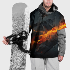 Накидка на куртку 3D с принтом Оранжевая световая абстракция на черном в Тюмени, 100% полиэстер |  | 