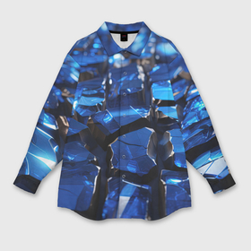 Мужская рубашка oversize 3D с принтом Синие яркие кубики в Кировске,  |  | 