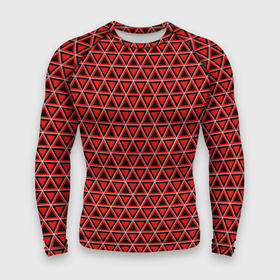 Мужской рашгард 3D с принтом Красные и чёрные треугольники в Кировске,  |  | 