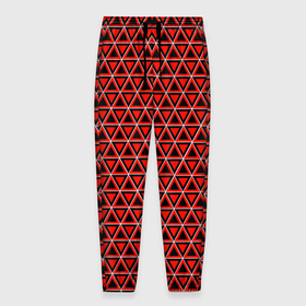Мужские брюки 3D с принтом Красные и чёрные треугольники в Петрозаводске, 100% полиэстер | манжеты по низу, эластичный пояс регулируется шнурком, по бокам два кармана без застежек, внутренняя часть кармана из мелкой сетки | 