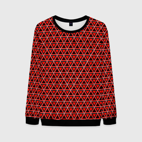 Мужской свитшот 3D с принтом Красные и чёрные треугольники в Петрозаводске, 100% полиэстер с мягким внутренним слоем | круглый вырез горловины, мягкая резинка на манжетах и поясе, свободная посадка по фигуре | 