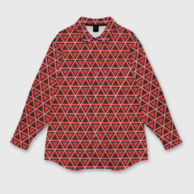 Мужская рубашка oversize 3D с принтом Красные и чёрные треугольники в Белгороде,  |  | 