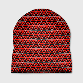 Шапка 3D с принтом Красные и чёрные треугольники в Новосибирске, 100% полиэстер | универсальный размер, печать по всей поверхности изделия | 