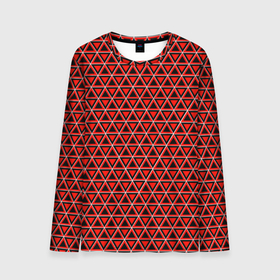 Мужской лонгслив 3D с принтом Красные и чёрные треугольники в Петрозаводске, 100% полиэстер | длинные рукава, круглый вырез горловины, полуприлегающий силуэт | 