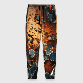 Мужские брюки 3D с принтом Летящие камни и взрыв в Екатеринбурге, 100% полиэстер | манжеты по низу, эластичный пояс регулируется шнурком, по бокам два кармана без застежек, внутренняя часть кармана из мелкой сетки | 