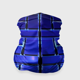 Бандана-труба 3D с принтом Синие плиты с неоном в Тюмени, 100% полиэстер, ткань с особыми свойствами — Activecool | плотность 150‒180 г/м2; хорошо тянется, но сохраняет форму | 