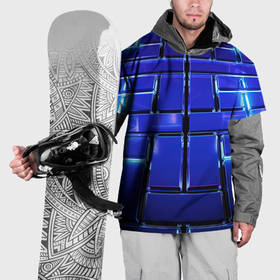 Накидка на куртку 3D с принтом Синие плиты с неоном в Тюмени, 100% полиэстер |  | 