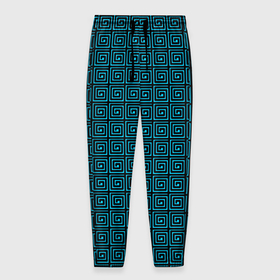 Мужские брюки 3D с принтом Квадратный спирали синий в Екатеринбурге, 100% полиэстер | манжеты по низу, эластичный пояс регулируется шнурком, по бокам два кармана без застежек, внутренняя часть кармана из мелкой сетки | 