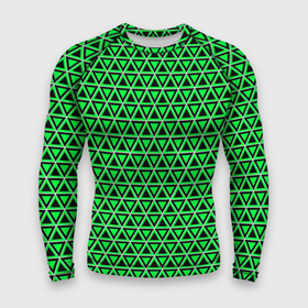 Мужской рашгард 3D с принтом Зелёные и чёрные треугольники ,  |  | 