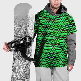 Накидка на куртку 3D с принтом Зелёные и чёрные треугольники , 100% полиэстер |  | 