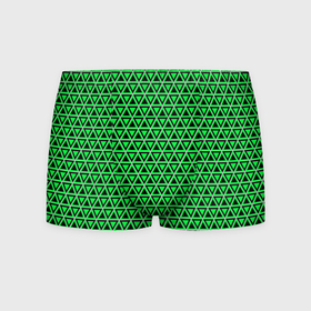 Мужские трусы 3D с принтом Зелёные и чёрные треугольники , 50% хлопок, 50% полиэстер | классическая посадка, на поясе мягкая тканевая резинка | 