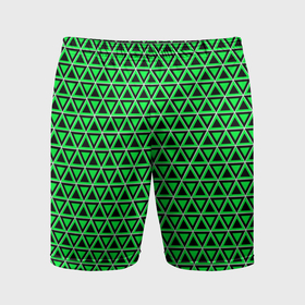 Мужские шорты спортивные с принтом Зелёные и чёрные треугольники ,  |  | 