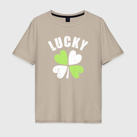 Мужская футболка хлопок Oversize с принтом Lucky day в Кировске, 100% хлопок | свободный крой, круглый ворот, “спинка” длиннее передней части | 