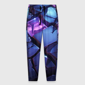 Мужские брюки 3D с принтом Фиолетовые  неоновые плиты в Санкт-Петербурге, 100% полиэстер | манжеты по низу, эластичный пояс регулируется шнурком, по бокам два кармана без застежек, внутренняя часть кармана из мелкой сетки | 