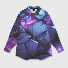 Мужская рубашка oversize 3D с принтом Фиолетовые  неоновые плиты в Тюмени,  |  | 