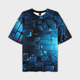 Мужская футболка oversize 3D с принтом Синие  абстрактные   плиты в Тюмени,  |  | 