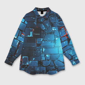 Мужская рубашка oversize 3D с принтом Синие  абстрактные   плиты в Тюмени,  |  | 