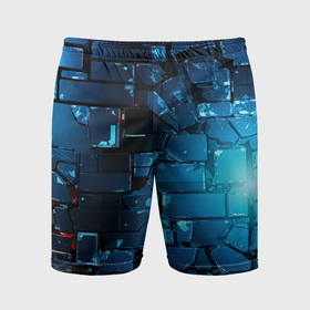 Мужские шорты спортивные с принтом Синие  абстрактные   плиты в Ухте,  |  | Тематика изображения на принте: 