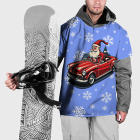 Накидка на куртку 3D с принтом Дед Мороз едет на машине в Белгороде, 100% полиэстер |  | 
