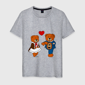 Мужская футболка хлопок с принтом Мишки: Айгуль и Марат , 100% хлопок | прямой крой, круглый вырез горловины, длина до линии бедер, слегка спущенное плечо. | 