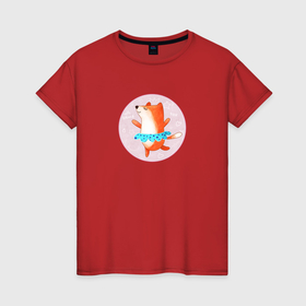 Женская футболка хлопок с принтом Танцующая лиса в Курске, 100% хлопок | прямой крой, круглый вырез горловины, длина до линии бедер, слегка спущенное плечо | 