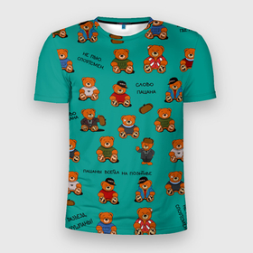 Мужская футболка 3D Slim с принтом Слово пацана: мишки персонажи в Курске, 100% полиэстер с улучшенными характеристиками | приталенный силуэт, круглая горловина, широкие плечи, сужается к линии бедра | 