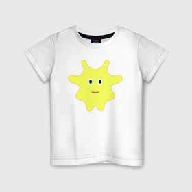 Детская футболка хлопок с принтом Желтый веселый маскот в Курске, 100% хлопок | круглый вырез горловины, полуприлегающий силуэт, длина до линии бедер | 