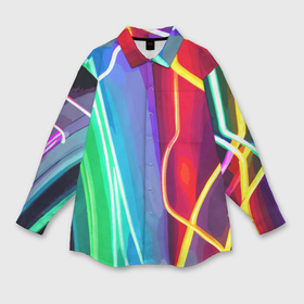 Мужская рубашка oversize 3D с принтом Абстрактные цветные полосы   композиция ,  |  | 