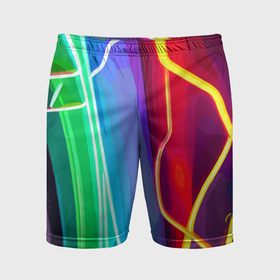 Мужские шорты спортивные с принтом Абстрактные цветные полосы   композиция ,  |  | 