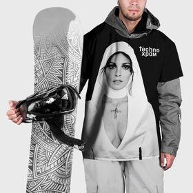 Накидка на куртку 3D с принтом Techno храм монашка с откровенным декольте в Екатеринбурге, 100% полиэстер |  | 