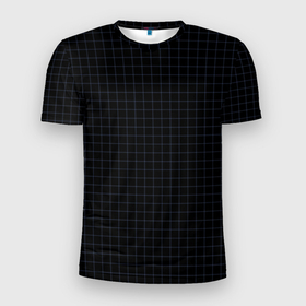 Мужская футболка 3D Slim с принтом Строгий чёрный в клетку в Санкт-Петербурге, 100% полиэстер с улучшенными характеристиками | приталенный силуэт, круглая горловина, широкие плечи, сужается к линии бедра | 