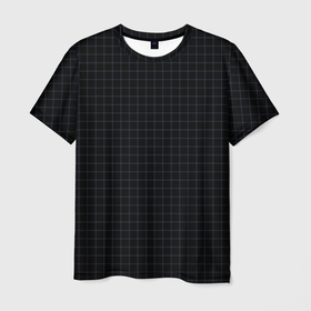 Мужская футболка 3D с принтом Строгий чёрный в клетку в Санкт-Петербурге, 100% полиэфир | прямой крой, круглый вырез горловины, длина до линии бедер | 