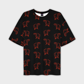 Мужская футболка oversize 3D с принтом Паттерн  красных драконов в Тюмени,  |  | Тематика изображения на принте: 