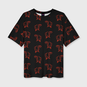Женская футболка oversize 3D с принтом Паттерн  красных драконов в Тюмени,  |  | Тематика изображения на принте: 