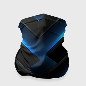 Бандана-труба 3D с принтом Черный абстрактный фон и синие неоновые вставки в Курске, 100% полиэстер, ткань с особыми свойствами — Activecool | плотность 150‒180 г/м2; хорошо тянется, но сохраняет форму | 