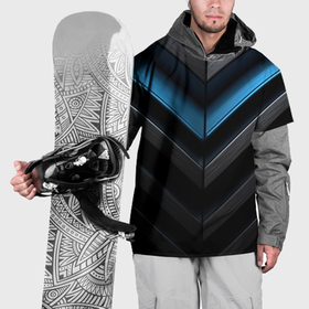 Накидка на куртку 3D с принтом Черный абстрактный фон и синие неоновые  вставки в Санкт-Петербурге, 100% полиэстер |  | 
