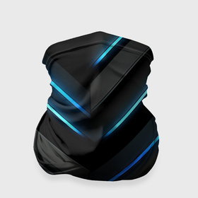 Бандана-труба 3D с принтом Черный абстрактный фон и  синие неоновые  вставки в Курске, 100% полиэстер, ткань с особыми свойствами — Activecool | плотность 150‒180 г/м2; хорошо тянется, но сохраняет форму | 
