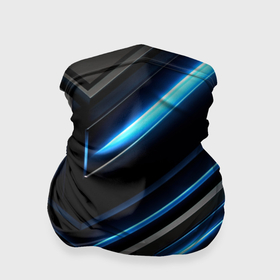 Бандана-труба 3D с принтом Черный абстрактный фон  и  синие неоновые  вставки в Екатеринбурге, 100% полиэстер, ткань с особыми свойствами — Activecool | плотность 150‒180 г/м2; хорошо тянется, но сохраняет форму | 