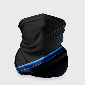 Бандана-труба 3D с принтом Черный абстрактный  фон  и  синие неоновые  вставки в Курске, 100% полиэстер, ткань с особыми свойствами — Activecool | плотность 150‒180 г/м2; хорошо тянется, но сохраняет форму | 