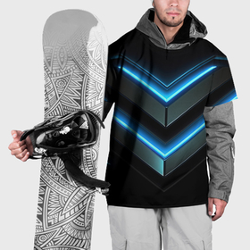 Накидка на куртку 3D с принтом Черный   абстрактный  фон   и  синие  неоновые  вставки в Санкт-Петербурге, 100% полиэстер |  | 