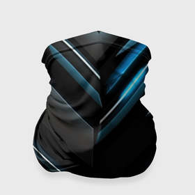 Бандана-труба 3D с принтом Синий неоновый  яркий  свет  на  черном  абстрактном  фоне в Екатеринбурге, 100% полиэстер, ткань с особыми свойствами — Activecool | плотность 150‒180 г/м2; хорошо тянется, но сохраняет форму | 
