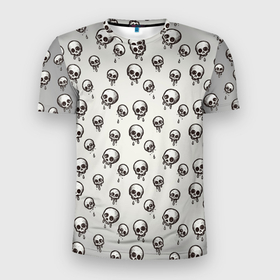 Мужская футболка 3D Slim с принтом Мультяшные черепки абстрактный паттерн в Кировске, 100% полиэстер с улучшенными характеристиками | приталенный силуэт, круглая горловина, широкие плечи, сужается к линии бедра | 