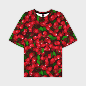 Мужская футболка oversize 3D с принтом Красная спелая вишня в Петрозаводске,  |  | Тематика изображения на принте: 