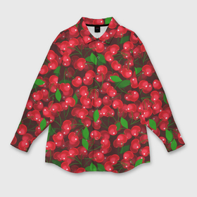 Мужская рубашка oversize 3D с принтом Красная спелая вишня в Петрозаводске,  |  | Тематика изображения на принте: 